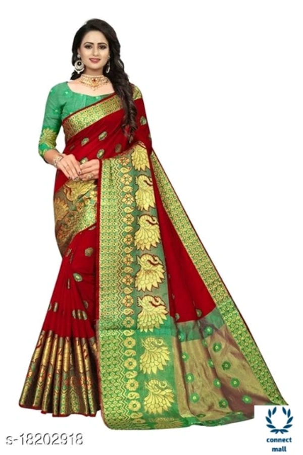COTTON BASED JACQUARD SAREES  - Saree Length Size-5.5mBlouse Length Size-0.8, Cotton Silk, Zari Woves, Pack of ;1